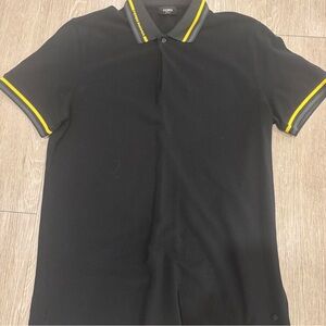 Fendi Black Polo with Yellow Trim